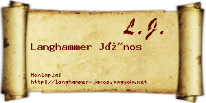 Langhammer János névjegykártya